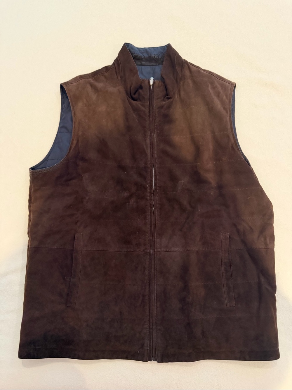 Peter Millar Brown Suede reversible Zip Vest Large
